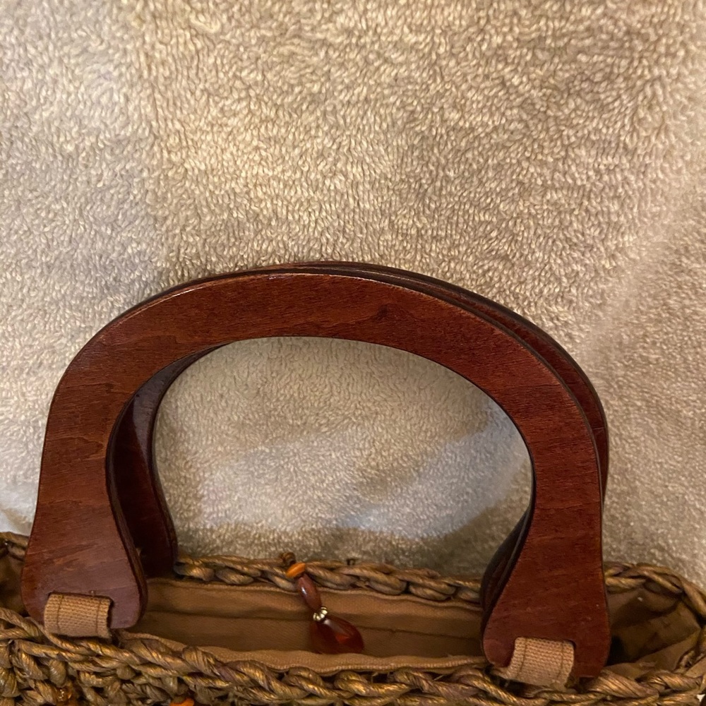 Cappelli Straworld Seashell Brown Handbag with wooden handle - Picture 6 of 9